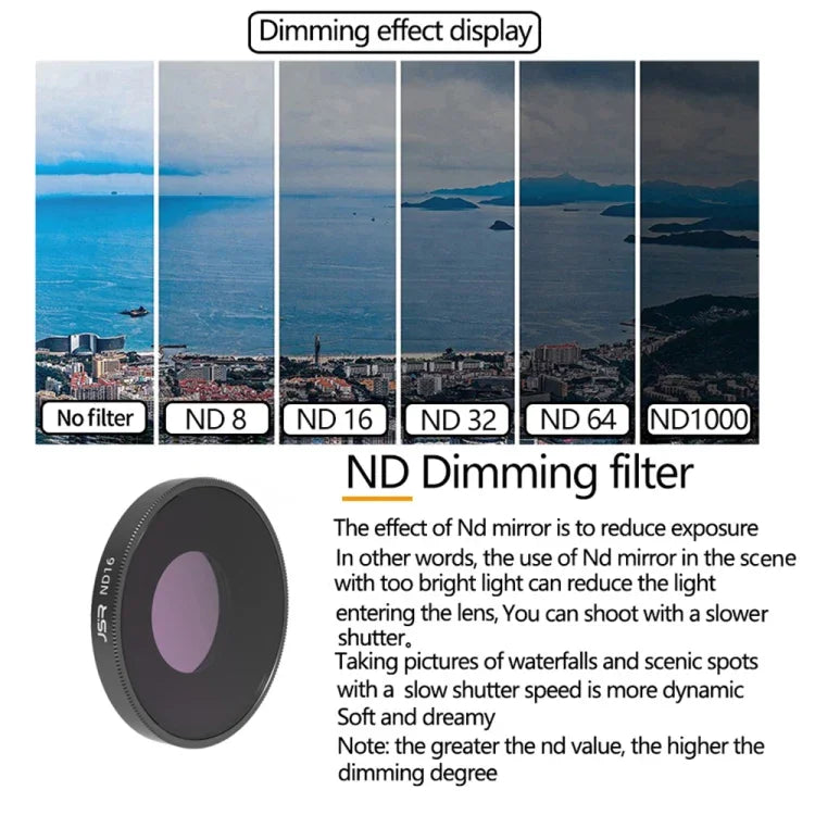 Bộ lọc ống kính JSR 8 trong 1 Streak Blue CPL ND8 ND16 ND32 ND64 STAR NIGHT cho DJI Osmo Action 3, 8 trong 1