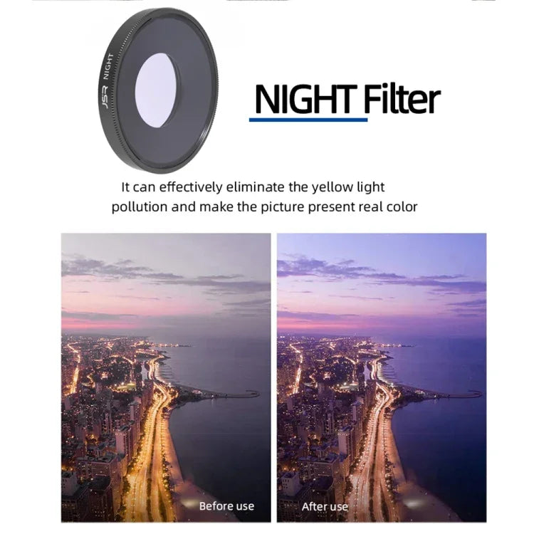 Bộ lọc ống kính JSR 8 trong 1 Streak Blue CPL ND8 ND16 ND32 ND64 STAR NIGHT cho DJI Osmo Action 3, 8 trong 1