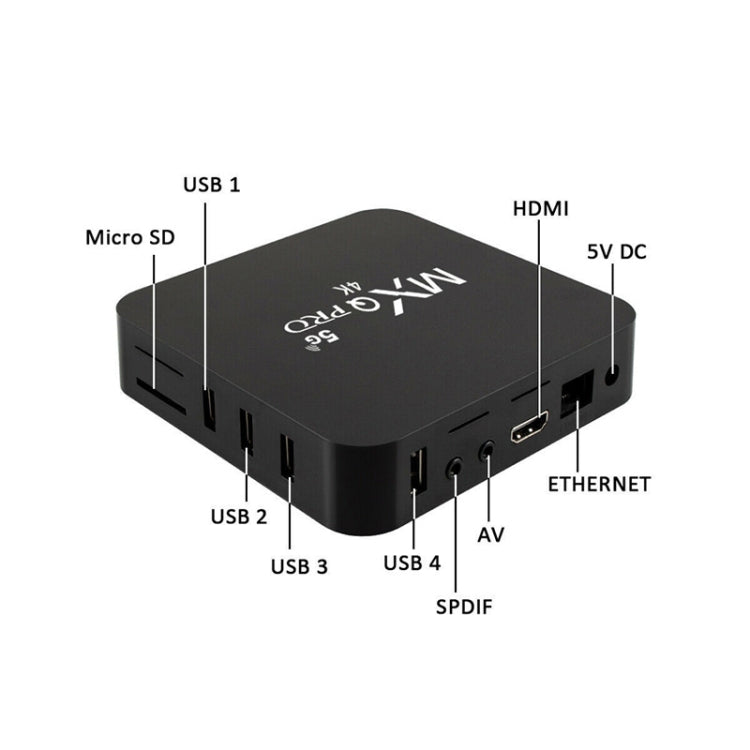 Máy phát media MXQ Pro 5G 1280 x 720 Full HD 1GB+8GB RK30Board Quad Core Android 7.1 TV Box có điều khiển từ xa