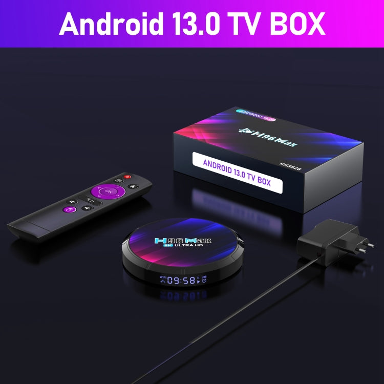 H96 Max Hộp TV Thông Minh 8K Ultra HD Android 13.0 Đầu Phát Media với Điều Khiển Từ Xa, RK3528 Bốn Nhân, 4GB+64GB, 4GB+64GB