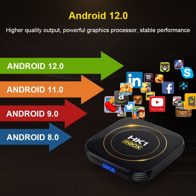 HK1 RBOX-H8S Hộp TV Thông Minh 4K Ultra HD Android 12.0 với Điều Khiển Từ Xa, Chip Allwinner H618 Bốn Nhân, 4GB+64GB, 4GB+64GB