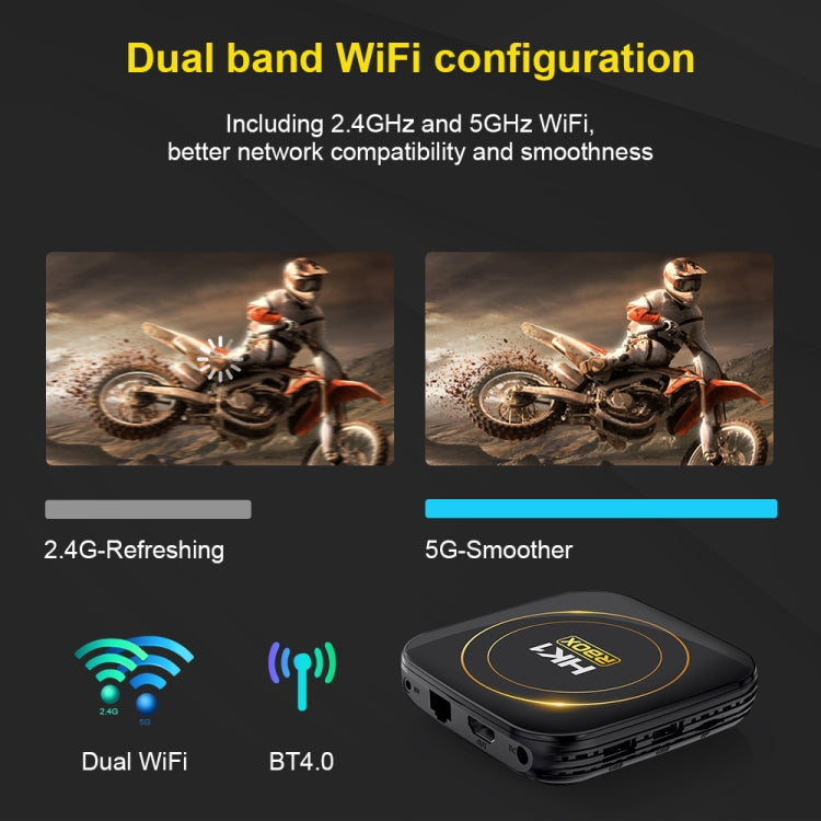 HK1 RBOX-H8S Hộp TV Thông Minh 4K Ultra HD Android 12.0 với Điều Khiển Từ Xa, Chip Allwinner H618 Bốn Nhân, 4GB+64GB, 4GB+64GB