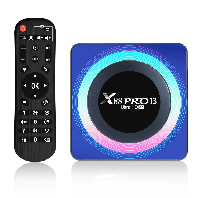 Acrylic X88 Pro 13 8K Ultra HD Android 13.0 Hộp TV Thông Minh với Điều Khiển Từ Xa, RK3528 Bốn Nhân, 4G+64GB, 4G+64GB
