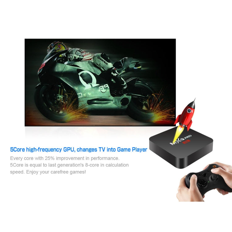 MXQ PROi Hộp TV Thông Minh 1080P 4K HD với Điều Khiển Từ Xa, Android 7.1 Chip S905W Bốn Nhân Cortex-A53 Tốc Độ Lên Đến 2GHz, RAM: 2GB, ROM: 16GB, Hỗ Trợ WiFi, Phích Cắm UK, 2GB+16GB, Phích Cắm UK