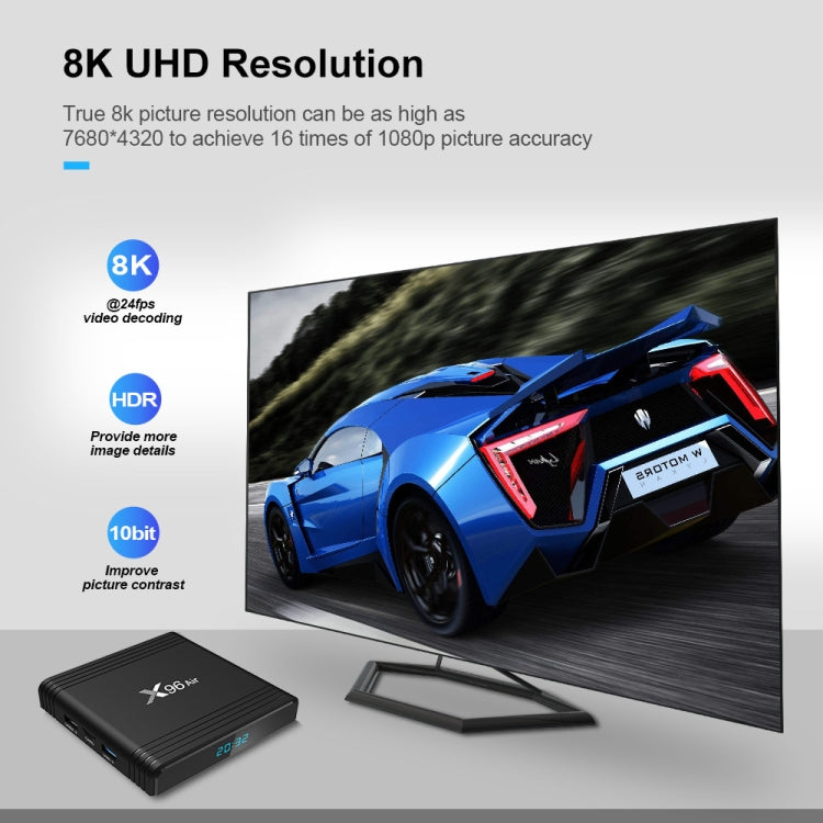 X96 Air 8K Hộp TV Thông Minh Android 9.0 Đầu Phát Media với Điều Khiển Từ Xa, Chip Amlogic S905X3 Bốn Nhân, RAM: 4GB, ROM: 32GB, WiFi Băng Tần Kép, Bluetooth, Phích Cắm AU, 4GB+32GB