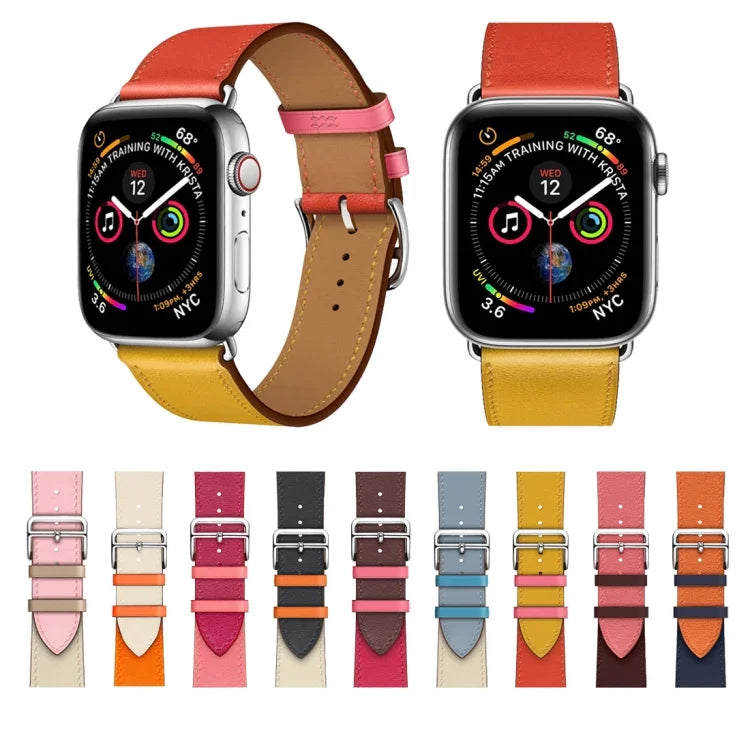 Dây Đeo Đồng Hồ Da Vòng Đơn Hai Màu Cho Apple Watch Series 3 & 2 & 1, 38mm Cam+Xanh Sáng, 42mm Cam+Xanh Sáng, 38mm Hồng+Đỏ Rượu, 42mm Hồng+Đỏ Rượu, 38mm Hổ Phách+Đỏ Cam+Hồng Nhạt, 42mm Hổ Phách+Đỏ Cam+Hồng Nhạt