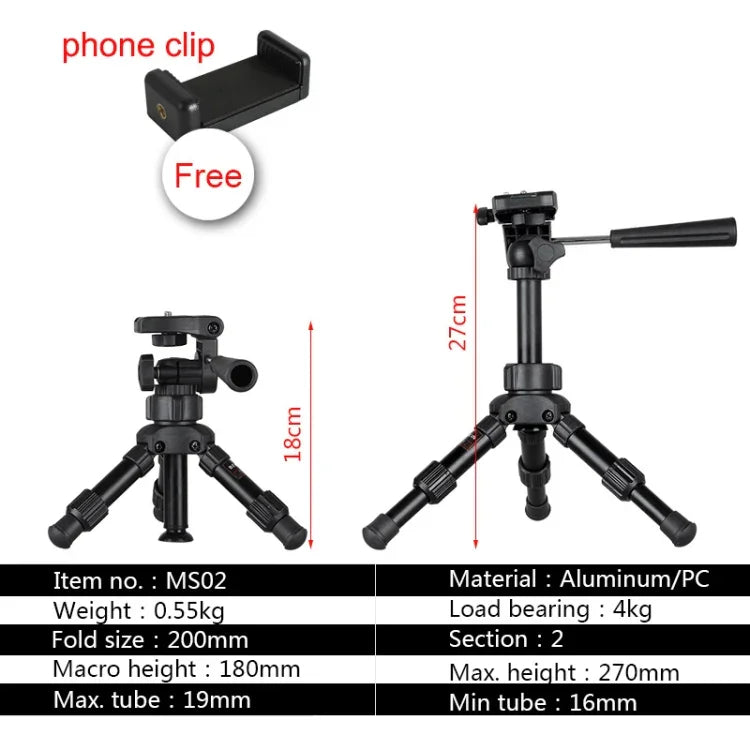 Chân máy ảnh nhỏ nhẹ BEXIN MS02 để bàn cho điện thoại và máy ảnh DSLR, MS02