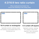 Rèm phim máy chiếu polyester lụa sữa gấp, 60 inch (16:9) Diện tích chiếu: 133 x 75cm, 60 inch (4:3) Diện tích chiếu: 120 x 90cm, 72 inch (16:9) Diện tích chiếu: 159 x 90cm, 72 inch (4:3) Diện tích chiếu: 146 x 110cm