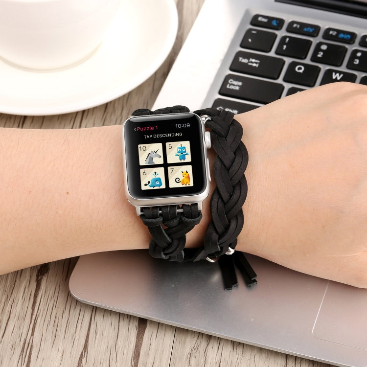 Dây đồng hồ da thủ công dệt tay cho Apple Watch Series 6 & SE & 5 & 4 40mm / 3 & 2 & 1 38mm, Dành cho Apple Watch Series 7 41mm / 6 & SE & 5 & 4 40mm / 3 & 2 & 1 38mm, Dành cho Apple Watch Series 8&7 41mm / SE 2&6&SE&5&4 40mm / 3&2&1 38mm