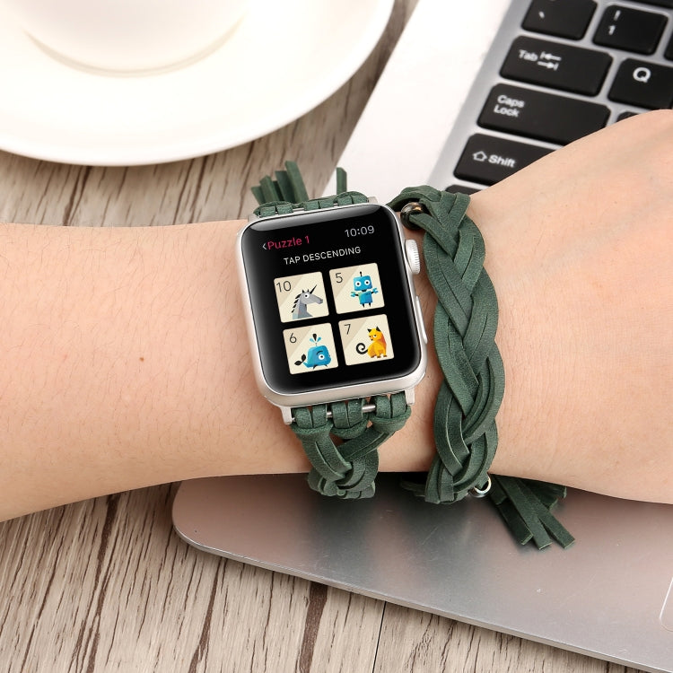 Dây đồng hồ da thủ công dệt tay cho Apple Watch Series 6 & SE & 5 & 4 40mm / 3 & 2 & 1 38mm, Dành cho Apple Watch Series 7 41mm / 6 & SE & 5 & 4 40mm / 3 & 2 & 1 38mm, Dành cho Apple Watch Series 8&7 41mm / SE 2&6&SE&5&4 40mm / 3&2&1 38mm