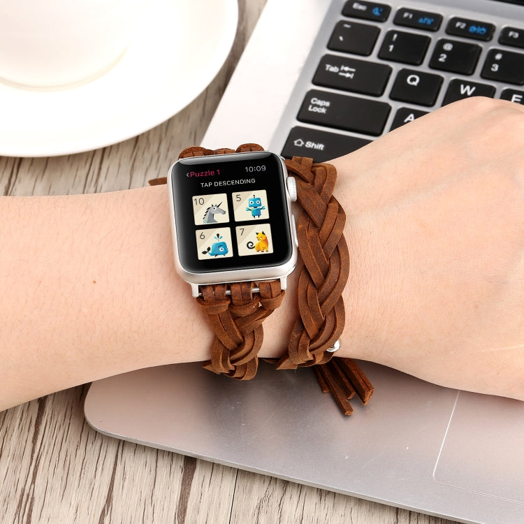Dây đồng hồ da thủ công dệt tay cho Apple Watch Series 6 & SE & 5 & 4 40mm / 3 & 2 & 1 38mm, Dành cho Apple Watch Series 7 41mm / 6 & SE & 5 & 4 40mm / 3 & 2 & 1 38mm, Dành cho Apple Watch Series 8&7 41mm / SE 2&6&SE&5&4 40mm / 3&2&1 38mm