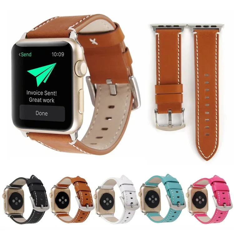 Dây đồng hồ da bê thật cho Apple Watch Series 6 & SE & 5 & 4 44mm / 3 & 2 & 1 42mm, cho Apple Watch Series 7 45mm / 6 & SE & 5 & 4 44mm / 3 & 2 & 1 42mm