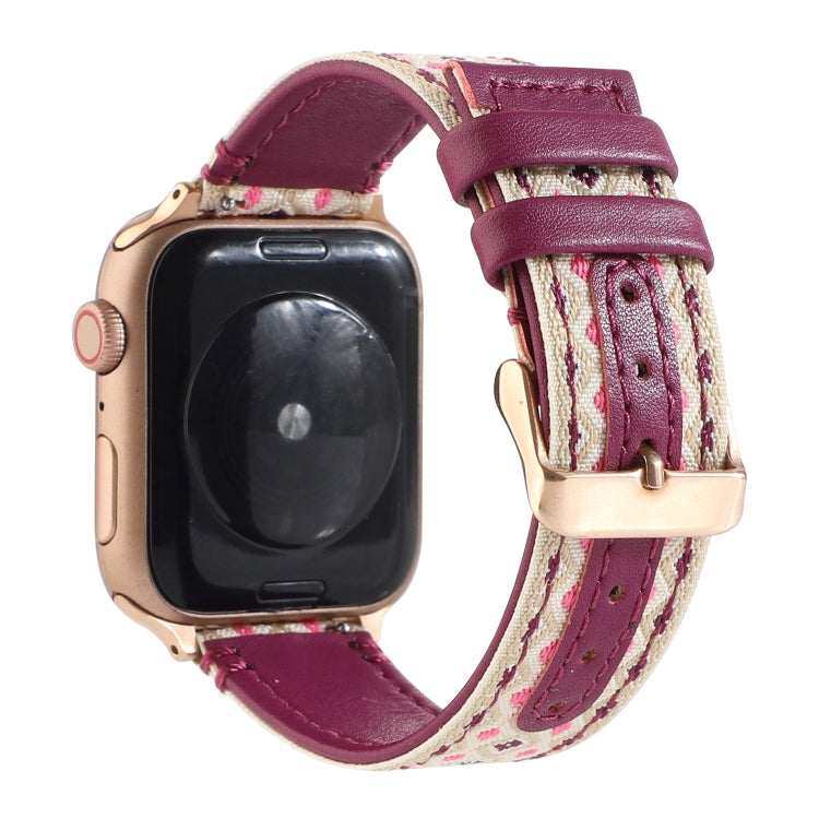 Dây đồng hồ da dân tộc cho Apple Watch Series 6 & SE & 5 & 4 40mm / 3 & 2 & 1 38mm, cho Apple Watch Series 7 41mm / 6 & SE & 5 & 4 40mm / 3 & 2 & 1 38mm