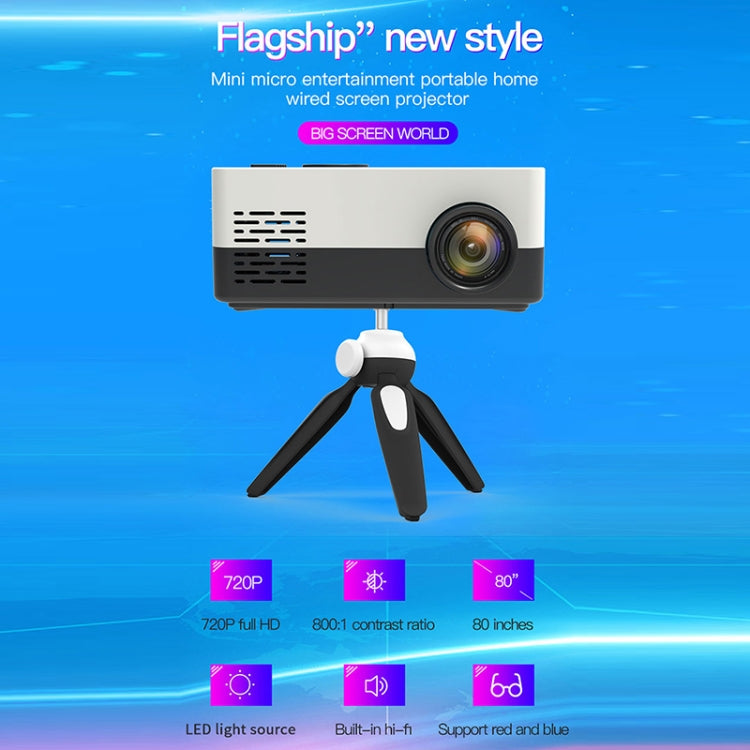 Máy chiếu LED mini gia đình J15 1920 x 1080P HD có giá đỡ tripod hỗ trợ AV / HDMI x 1 / USB x1 / TF x 1, phích cắm EU, phích cắm Mỹ, phích cắm Anh, phích cắm Úc