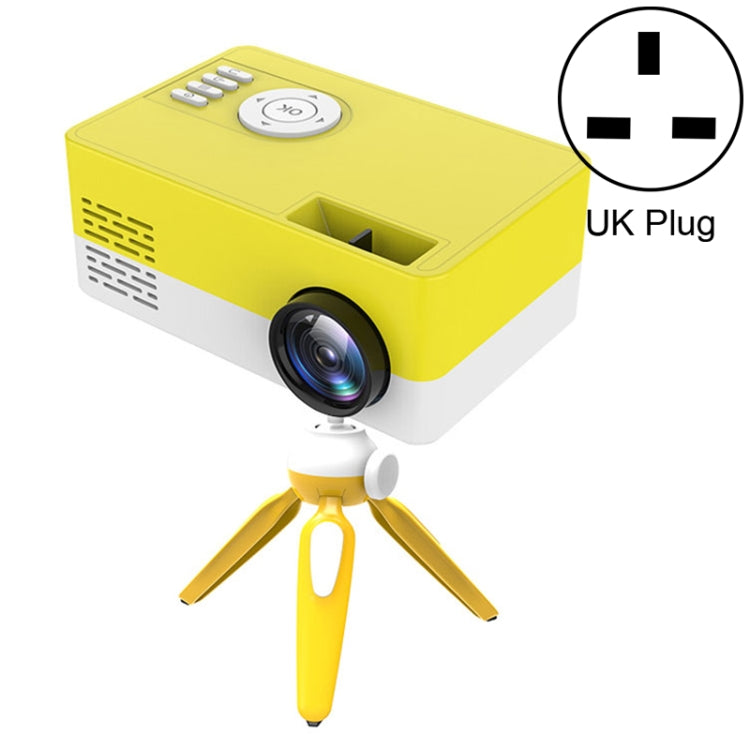 Máy chiếu LED mini gia đình J15 1920 x 1080P HD có giá đỡ tripod hỗ trợ AV / HDMI x 1 / USB x1 / TF x 1, phích cắm EU, phích cắm Mỹ, phích cắm Anh, phích cắm Úc