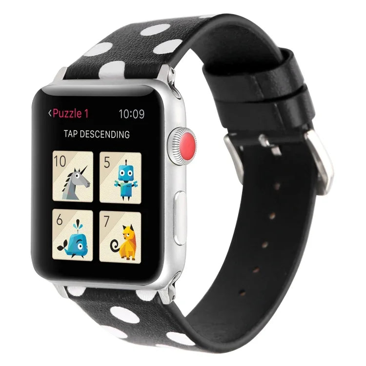 Dây đồng hồ da thay thế họa tiết sóng chấm thời trang cho Apple Watch Series 6 & SE & 5 & 4 40mm / 3 & 2 & 1 38mm, cho Apple Watch Series 8&7 41mm / SE 2&6&SE&5&4 40mm / 3&2&1 38mm