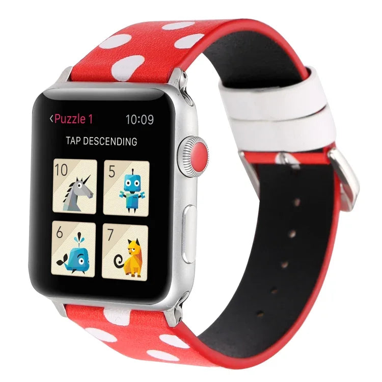 Dây đồng hồ da thay thế họa tiết sóng chấm thời trang cho Apple Watch Series 6 & SE & 5 & 4 40mm / 3 & 2 & 1 38mm, cho Apple Watch Series 8&7 41mm / SE 2&6&SE&5&4 40mm / 3&2&1 38mm