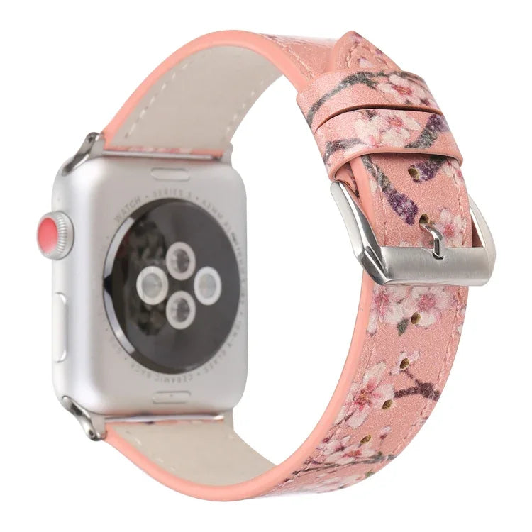 Dây đồng hồ da thay thế họa tiết mận cho Apple Watch Series 6 & SE & 5 & 4 44mm / 3 & 2 & 1 42mm, cho Apple Watch Ultra 49mm / Series 8&7 45mm / SE 2&6&SE&5&4 44mm / 3&2&1 42mm, cho Apple Watch Series 7 45mm / 6 & SE & 5 & 4 44mm / 3 & 2 & 1 42mm