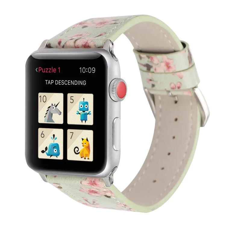 Dây đồng hồ da thay thế họa tiết mận cho Apple Watch Series 6 & SE & 5 & 4 44mm / 3 & 2 & 1 42mm, cho Apple Watch Ultra 49mm / Series 8&7 45mm / SE 2&6&SE&5&4 44mm / 3&2&1 42mm, cho Apple Watch Series 7 45mm / 6 & SE & 5 & 4 44mm / 3 & 2 & 1 42mm
