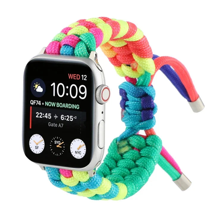 Dây Đồng Hồ Dây Dù Cầu Vồng Cho Apple Watch Series 6 & SE & 5 & 4 40mm / 3 & 2 & 1 38mm, Cho Apple Watch Series 8&7 41mm / SE 2&6&SE&5&4 40mm / 3&2&1 38mm, Cho Apple Watch Series 7 41mm / 6 & SE & 5 & 4 40mm / 3 & 2 & 1 38mm