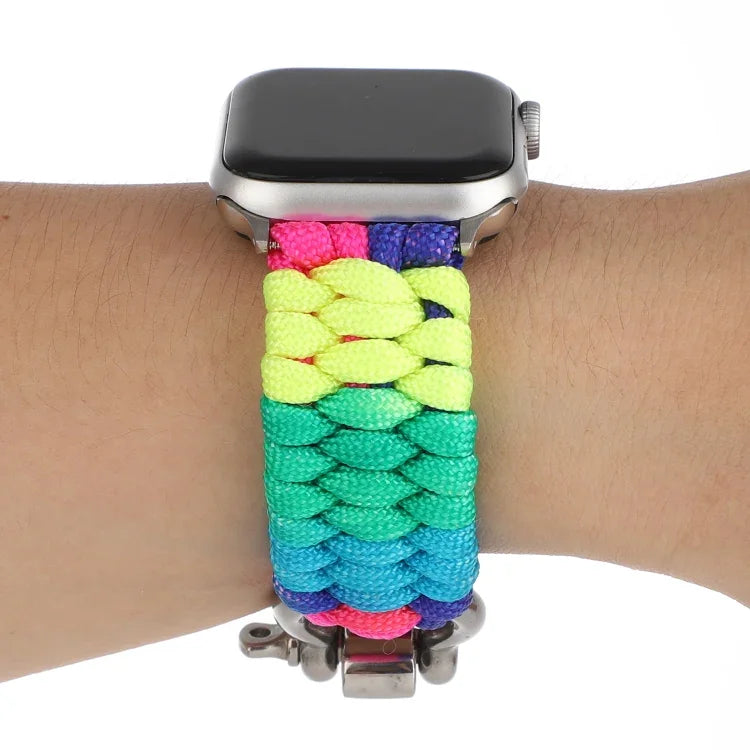 Dây Đồng Hồ Dây Dù Cầu Vồng Cho Apple Watch Series 6 & SE & 5 & 4 40mm / 3 & 2 & 1 38mm, Cho Apple Watch Series 8&7 41mm / SE 2&6&SE&5&4 40mm / 3&2&1 38mm, Cho Apple Watch Series 7 41mm / 6 & SE & 5 & 4 40mm / 3 & 2 & 1 38mm
