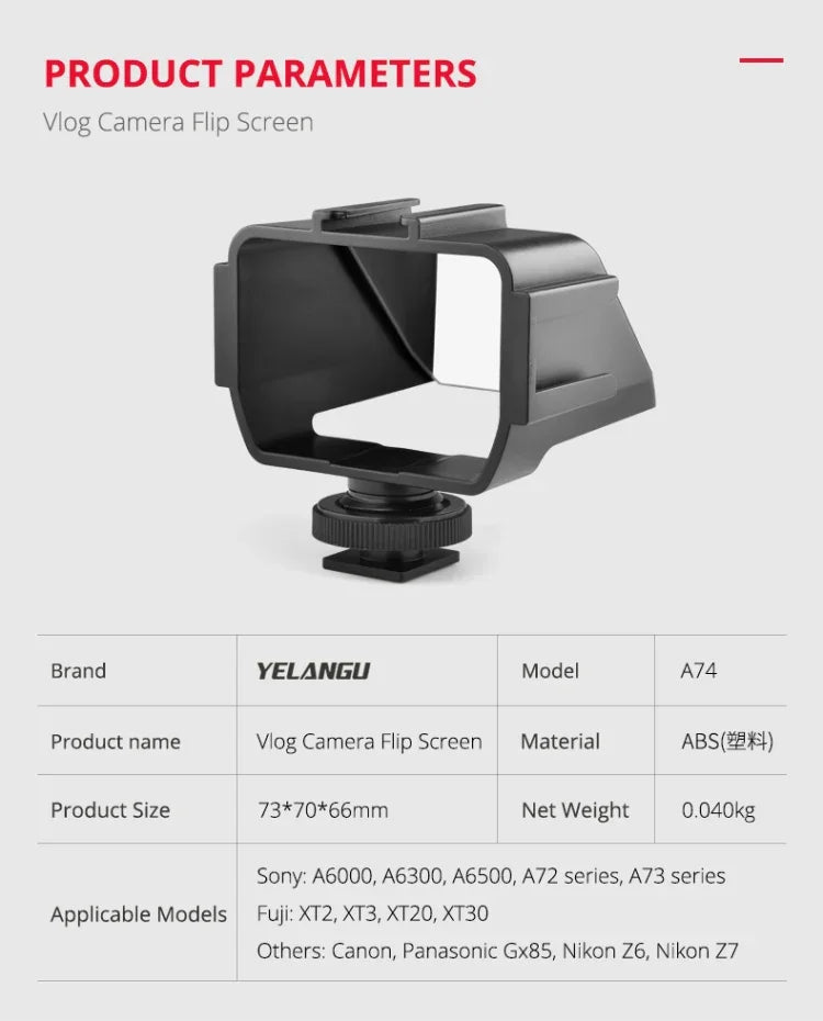 Màn hình lật máy ảnh vlog đa năng YELANGU A74