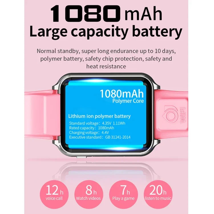 Đồng hồ điện thoại thông minh màn hình vừa vặn toàn bộ 1.54 inch H1(1+8) hai camera, Hỗ trợ thẻ SIM / định vị GPS / theo dõi hành trình thời gian thực / đo nhiệt độ