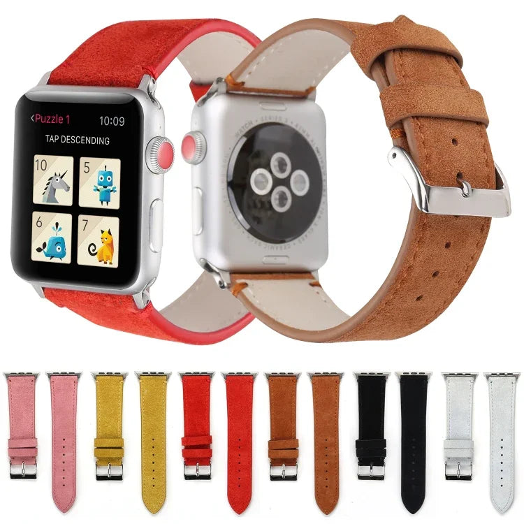 Dây Đồng Hồ Da Thật Mờ Cho Apple Watch Series 6 & SE & 5 & 4 40mm / 3 & 2 & 1 38mm, Cho Apple Watch Series 7 41mm / 6 & SE & 5 & 4 40mm / 3 & 2 & 1 38mm