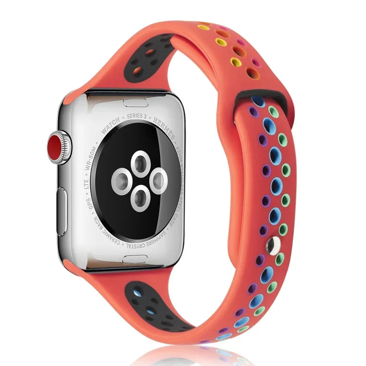 Dây đồng hồ silicone cầu vồng cho Apple Watch Series 6 & SE & 5 & 4 40mm / 3 & 2 & 1 38mm, cho Apple Watch Series 7 41mm / 6 & SE & 5 & 4 40mm / 3 & 2 & 1 38mm, cho Apple Watch Series 8&7 41mm / SE 2&6&SE&5&4 40mm / 3&2&1 38mm