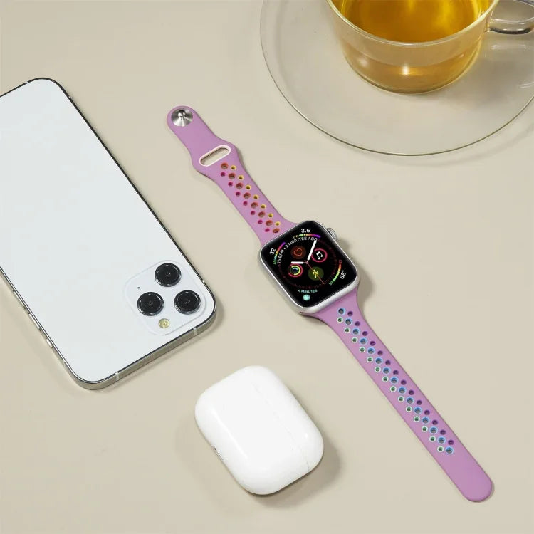 Dây đồng hồ silicone cầu vồng cho Apple Watch Series 6 & SE & 5 & 4 40mm / 3 & 2 & 1 38mm, cho Apple Watch Series 7 41mm / 6 & SE & 5 & 4 40mm / 3 & 2 & 1 38mm, cho Apple Watch Series 8&7 41mm / SE 2&6&SE&5&4 40mm / 3&2&1 38mm