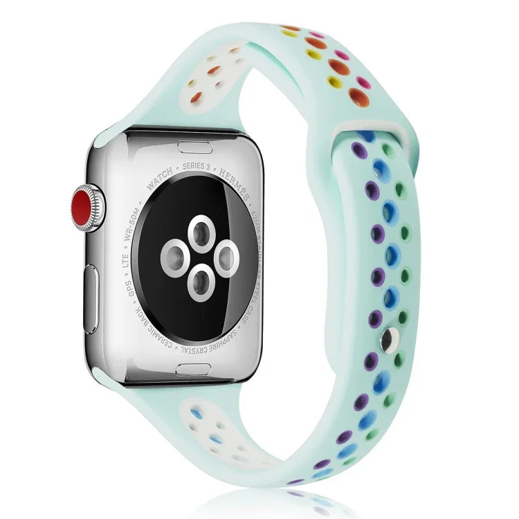 Dây đồng hồ silicone cầu vồng cho Apple Watch Series 6 & SE & 5 & 4 40mm / 3 & 2 & 1 38mm, cho Apple Watch Series 7 41mm / 6 & SE & 5 & 4 40mm / 3 & 2 & 1 38mm, cho Apple Watch Series 8&7 41mm / SE 2&6&SE&5&4 40mm / 3&2&1 38mm