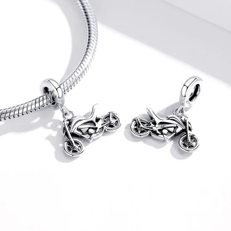 Mặt dây chuyền xe máy bạc S925 tự làm vòng tay dây chuyền, xe máy