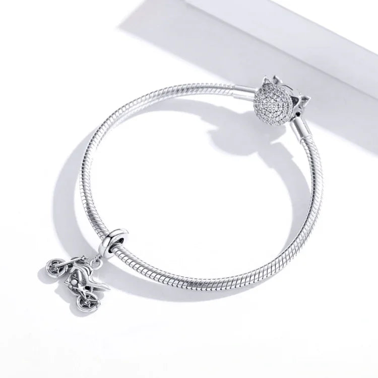Mặt dây chuyền xe máy bạc S925 tự làm vòng tay dây chuyền, xe máy