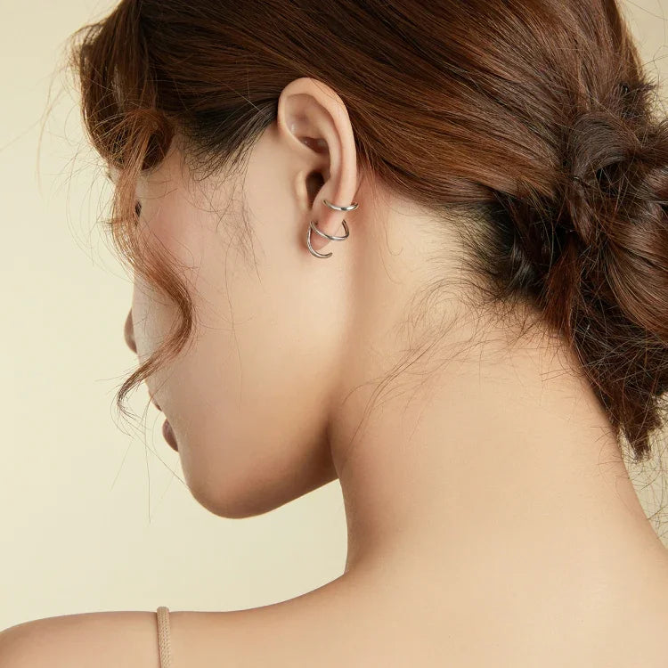 Bông tai nữ bạc S925 kiểu dáng đơn giản, đường nét