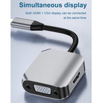 Bộ chuyển đổi HW-6002 2 trong 1 Type-C / USB-C sang HDMI + VGA, model HW-6002