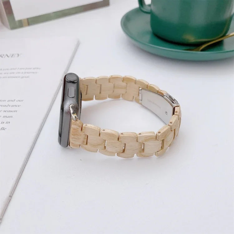 Dây đồng hồ đan hạt gỗ cho Apple Watch Series 6 & SE & 5 & 4 44mm / 3 & 2 & 1 42mm, cho Apple Watch Ultra 49mm / Series 8&7 45mm / SE 2&6&SE&5&4 44mm / 3&2&1 42mm