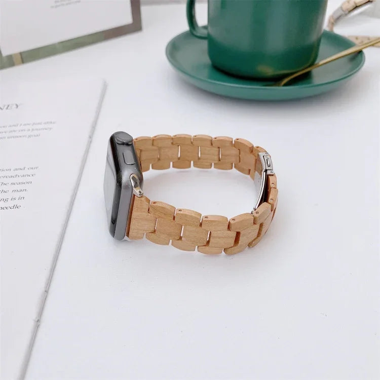 Dây đồng hồ đan hạt gỗ cho Apple Watch Series 6 & SE & 5 & 4 44mm / 3 & 2 & 1 42mm, cho Apple Watch Ultra 49mm / Series 8&7 45mm / SE 2&6&SE&5&4 44mm / 3&2&1 42mm