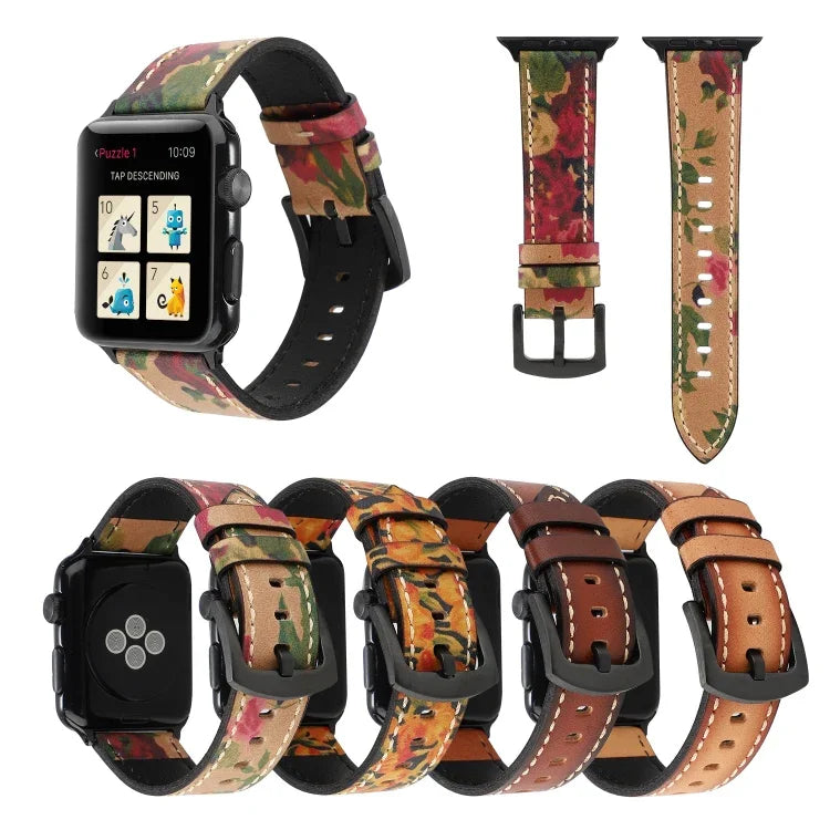 Dây đồng hồ da bò thật lớp đầu cổ điển cho Apple Watch Series 6 & SE & 5 & 4 40mm / 3 & 2 & 1 38mm, cho Apple Watch Series 8&7 41mm / SE 2&6&SE&5&4 40mm / 3&2&1 38mm, cho Apple Watch Series 7 41mm / 6 & SE & 5 & 4 40mm / 3 & 2 & 1 38mm
