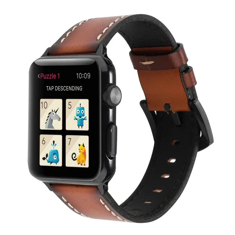 Dây đồng hồ da bò thật lớp đầu cổ điển cho Apple Watch Series 6 & SE & 5 & 4 40mm / 3 & 2 & 1 38mm, cho Apple Watch Series 8&7 41mm / SE 2&6&SE&5&4 40mm / 3&2&1 38mm, cho Apple Watch Series 7 41mm / 6 & SE & 5 & 4 40mm / 3 & 2 & 1 38mm