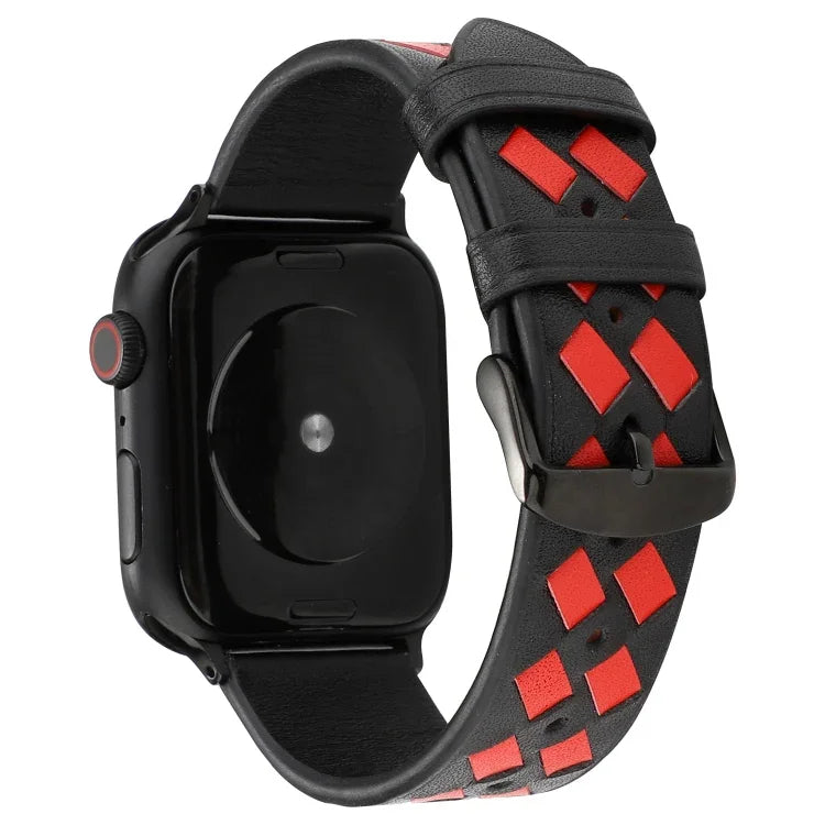Dây Đeo Da Thật Họa Tiết Dệt, Cho Apple Watch Series 8&7 41mm / SE 2&6&SE&5&4 40mm / 3&2&1 38mm, Cho Apple Watch Series 7 41mm / 6 & SE & 5 & 4 40mm / 3 & 2 & 1 38mm, Cho Apple Watch Series 7 45mm / 6 & SE & 5 & 4 44mm / 3 & 2 & 1 42mm