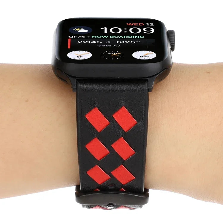 Dây Đeo Da Thật Họa Tiết Dệt, Cho Apple Watch Series 8&7 41mm / SE 2&6&SE&5&4 40mm / 3&2&1 38mm, Cho Apple Watch Series 7 41mm / 6 & SE & 5 & 4 40mm / 3 & 2 & 1 38mm, Cho Apple Watch Series 7 45mm / 6 & SE & 5 & 4 44mm / 3 & 2 & 1 42mm