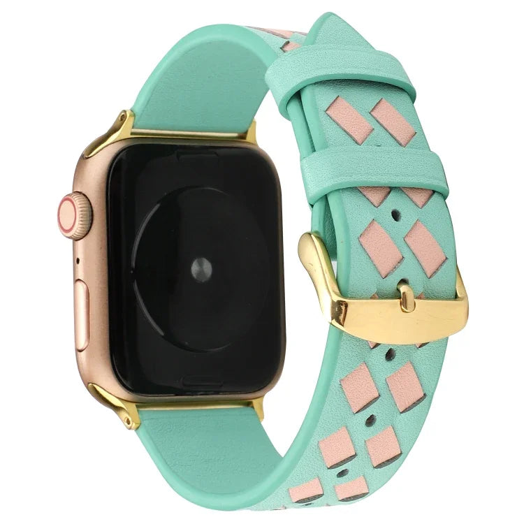 Dây Đeo Da Thật Họa Tiết Dệt, Cho Apple Watch Series 8&7 41mm / SE 2&6&SE&5&4 40mm / 3&2&1 38mm, Cho Apple Watch Series 7 41mm / 6 & SE & 5 & 4 40mm / 3 & 2 & 1 38mm, Cho Apple Watch Series 7 45mm / 6 & SE & 5 & 4 44mm / 3 & 2 & 1 42mm