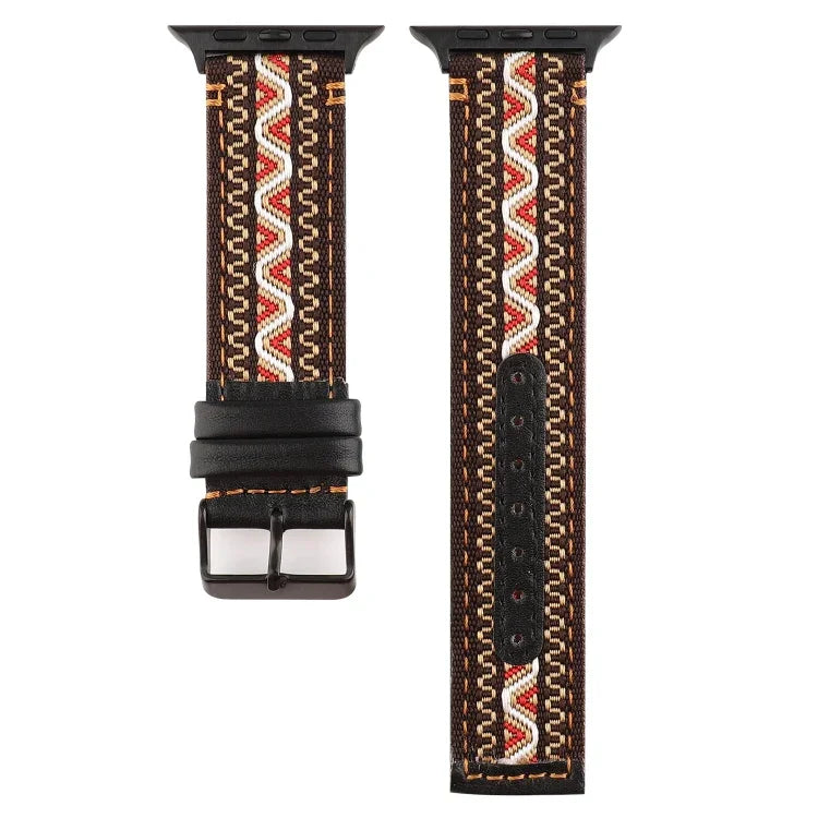 Dây Đeo Da Thật Kiểu Dân Tộc, Cho Apple Watch Series 7 41mm / 6 & SE & 5 & 4 40mm / 3 & 2 & 1 38mm, Cho Apple Watch Series 7 45mm / 6 & SE & 5 & 4 44mm / 3 & 2 & 1 42mm