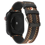 Dây Đeo Da Thật Kiểu Dân Tộc, Cho Apple Watch Series 7 41mm / 6 & SE & 5 & 4 40mm / 3 & 2 & 1 38mm, Cho Apple Watch Series 7 45mm / 6 & SE & 5 & 4 44mm / 3 & 2 & 1 42mm