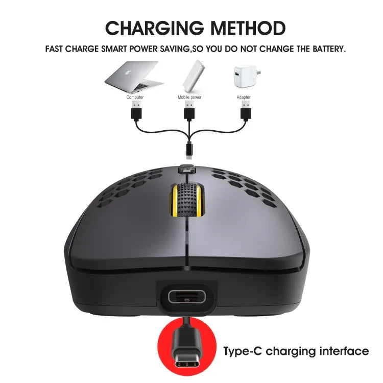 Chuột chơi game không dây HXSJ T90 RGB có ba chế độ ánh sáng