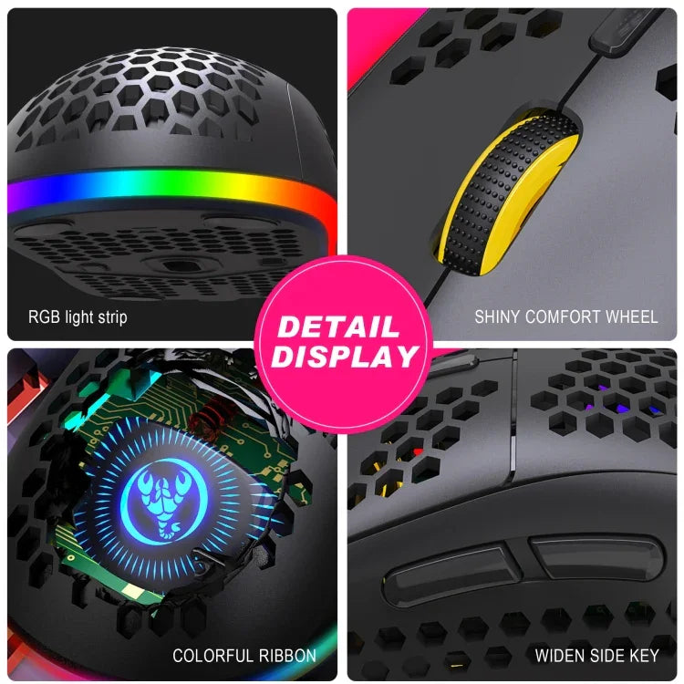 Chuột chơi game không dây HXSJ T90 RGB có ba chế độ ánh sáng