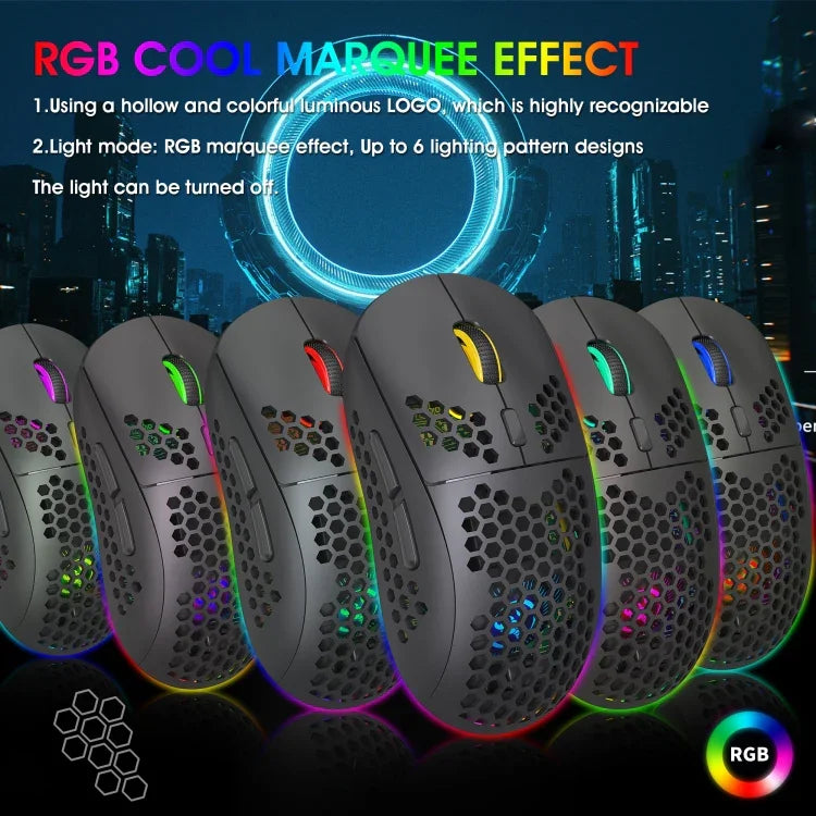 Chuột chơi game không dây HXSJ T90 RGB có ba chế độ ánh sáng