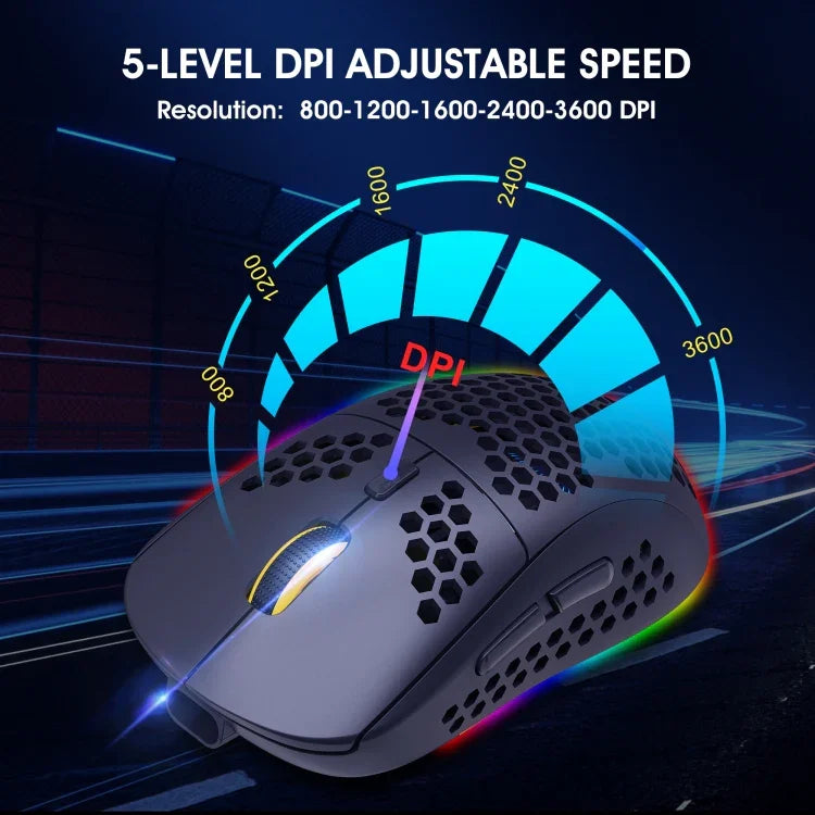 Chuột chơi game không dây HXSJ T90 RGB có ba chế độ ánh sáng