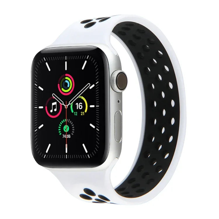 Dây đồng hồ silicone co giãn cho Apple Watch Series 6 & SE & 5 & 4 40mm / 3 & 2 & 1 38mm, Chiều dài: 160mm, 160mm (Trắng Đen), 160mm (Đen), 160mm (Đen Vàng), 160mm (Đen Xám), 160mm (Đỏ Đen), 160mm (Đen Trắng), 160mm (Đen Đỏ)