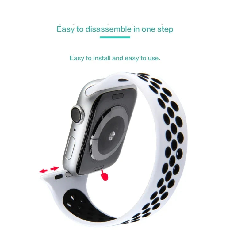 Dây đồng hồ silicone co giãn cho Apple Watch Series 6 & SE & 5 & 4 40mm / 3 & 2 & 1 38mm, Chiều dài: 160mm, 160mm (Trắng Đen), 160mm (Đen), 160mm (Đen Vàng), 160mm (Đen Xám), 160mm (Đỏ Đen), 160mm (Đen Trắng), 160mm (Đen Đỏ)